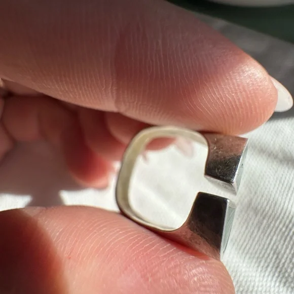 Vintage Sterling silver and jade adjustable size ring - Picture 10 of 14